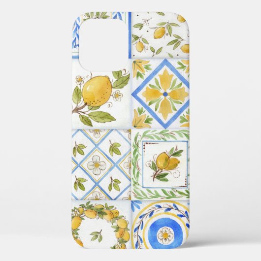 Coques Case-Mate iPhone Carré Motif Sicilienne Lemons Watercolor (Verso)