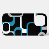 Coques Case-Mate iPhone Carré rétro bleu blanc gris noir (Verso (horizontal))