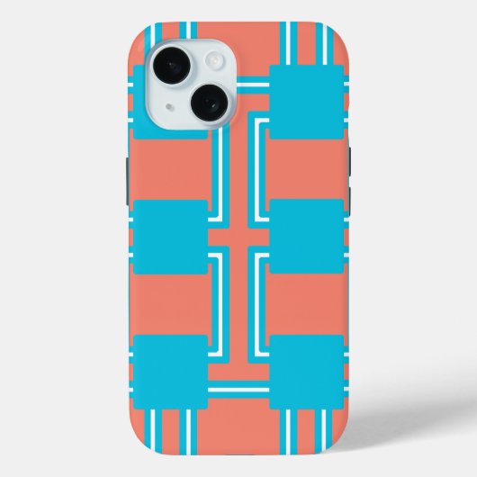 Coques Case-Mate iPhone Carré turquoise et orange (Verso)