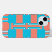 Coques Case-Mate iPhone Carré turquoise et orange (Verso (horizontal))