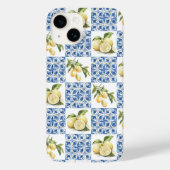 Coques Case-Mate iPhone Carreau bleu motif de citron de style français (Verso)