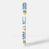 Coques Case-Mate iPhone Carreau bleu motif de citron de style français (Verso / Droite)