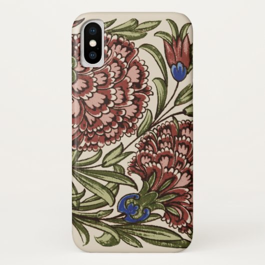 Coques Case-Mate iPhone Carreau de fleur d'œillet Art antique rustique De (Dos)