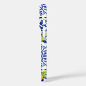Coques Case-Mate iPhone Carreau de motif de citron blanc bleu Monogramme N (Verso / Gauche)
