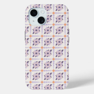 Coque Pour iPhone 15 Carreau décoratif coloré pastel violet