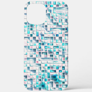 Case-Mate iPhone Case Carreaux bleus de style brut texturé, carré en mos