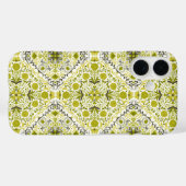 Coques Case-Mate iPhone Carreaux de fleurs en vert (Verso (horizontal))