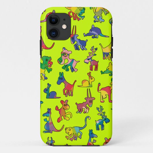 Coques Case-Mate iPhone Carreaux de Motif Animaux Abstraits (Dos)