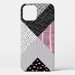 Case-Mate iPhone Case Carreaux de patchwork, motif de dessin main libre.