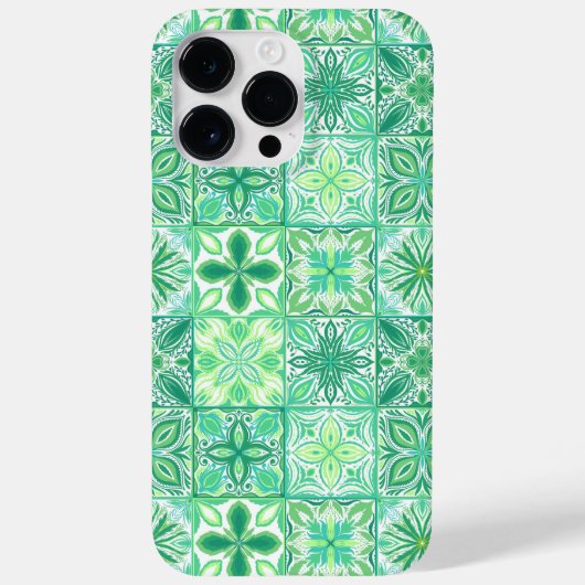 Coques Case-Mate iPhone Carreaux décorés en vert et blanc (Verso)