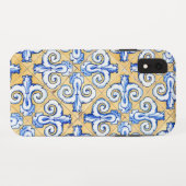 Coques Case-Mate iPhone Carreaux espagnols - Azulejo Bleu, Jaune et Blanc (Dos (Horizontal))
