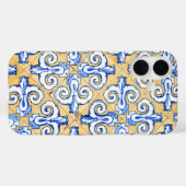 Coques Case-Mate iPhone Carreaux espagnols - Azulejo Bleu, Jaune et Blanc (Verso (horizontal))
