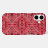 Coques Case-Mate iPhone Carreaux floraux en rouge et rose pastèque (Verso (horizontal))