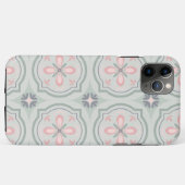 Coques Case-Mate iPhone Carreaux Floraux Pastel Verts (Dos (Horizontal))