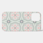 Coques Case-Mate iPhone Carreaux Floraux Pastel Verts (Verso (horizontal))
