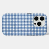 Coques Case-Mate iPhone Carreaux Gingham Bleu et Blanc Classiques (Verso (horizontal))