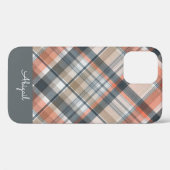 Coques Case-Mate iPhone Carreaux Gris Élégant Nom Script (Verso (horizontal))