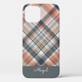 Coques Case-Mate iPhone Carreaux Gris Élégant Nom Script (Verso)