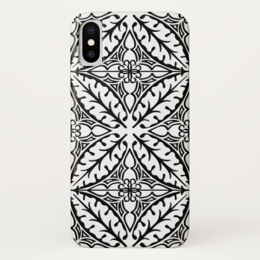 Coques Case-Mate iPhone Carreaux marocains - blanc et noir (Dos)