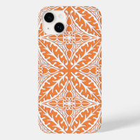 Carreaux marocains - orange corail et blanc