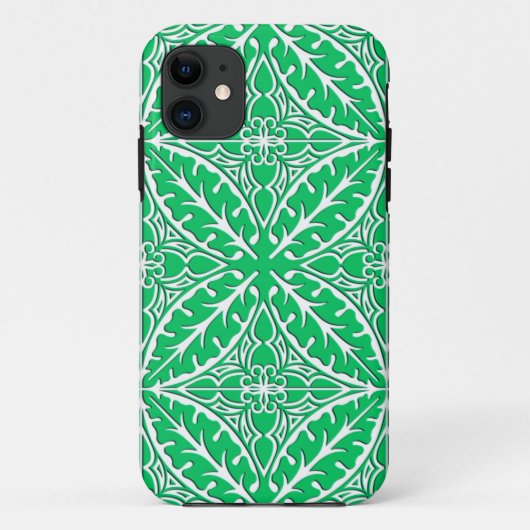 Coques Case-Mate iPhone Carreaux marocains - vert jade et blanc (Dos)