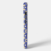 Coques Case-Mate iPhone Carreaux méditerranéens Motif bleu et jaune (Verso / Gauche)
