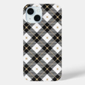 Coques Case-Mate iPhone Carreaux Noir Blanc et Or (Verso)