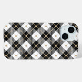 Coques Case-Mate iPhone Carreaux Noir Blanc et Or (Verso (horizontal))