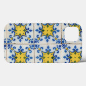Coques Case-Mate iPhone Carreaux portugais - Azulejo Motif bleu et jaune (Verso (horizontal))