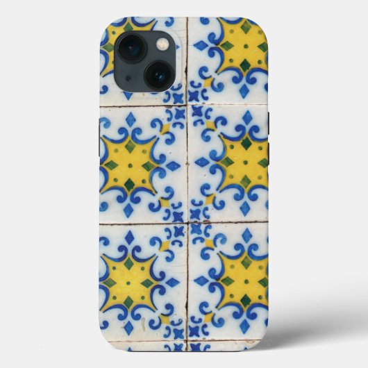 Coques Case-Mate iPhone Carreaux portugais - Azulejo Motif bleu et jaune (Verso)