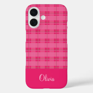 Coques iPhone 16 Carreaux Rose Chaud