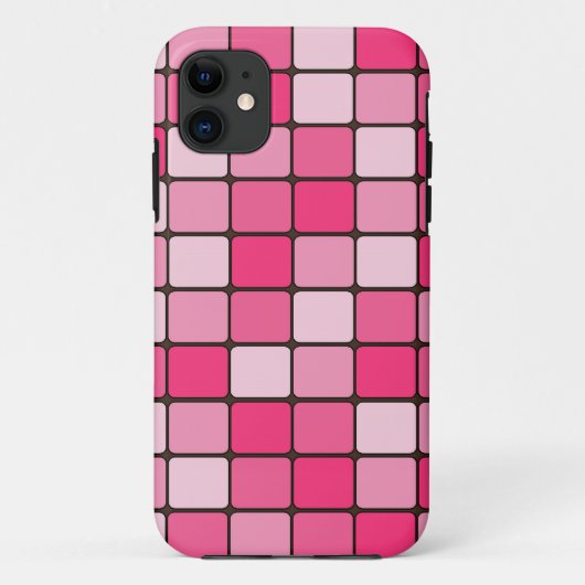Coques Case-Mate iPhone Carreaux rose et blanc Carrés (Dos)