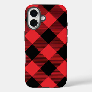 Coques iPhone 16 Carreaux Rouge Noir Buffalo