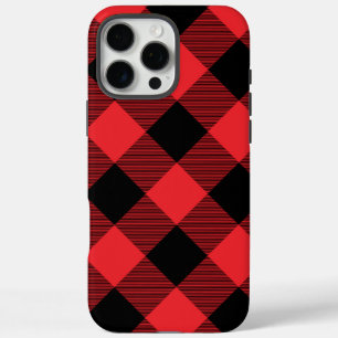 Coques iPhone 16 Pro Max Carreaux Rouge Noir Buffalo