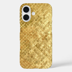 Coques iPhone 16 Carreaux texturés dorés