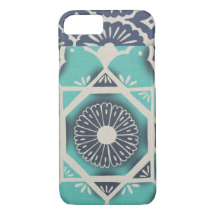 Coque iPhone 8/7 Carrelage bleu Batik II