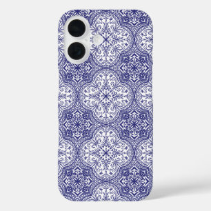 Coques iPhone 16 Carrelage bleu méditerranéen