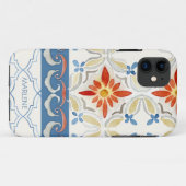 Coques Case-Mate iPhone Carrelage de Quatrefoil marocain Motif Floral Aqua (Dos (Horizontal))