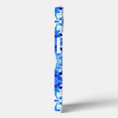 Coques Case-Mate iPhone Carrelage en batik bleu cobalt et blanc (Verso / Droite)