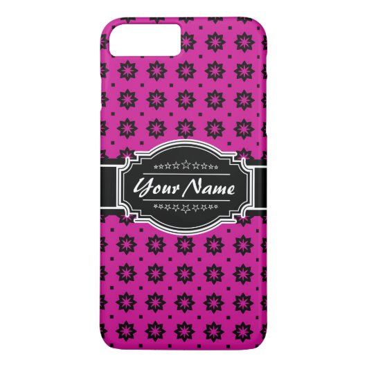 Coques Case-Mate iPhone Carrelage floral rose et noir chaud Personnalisé (Dos)