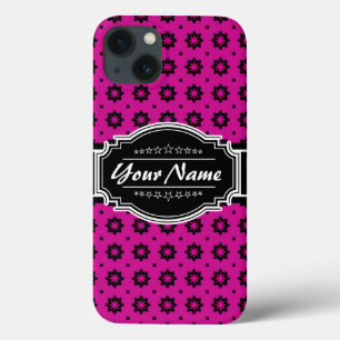 Etui iPhone Case-Mate Carrelage floral rose et noir chaud Personnalisé
