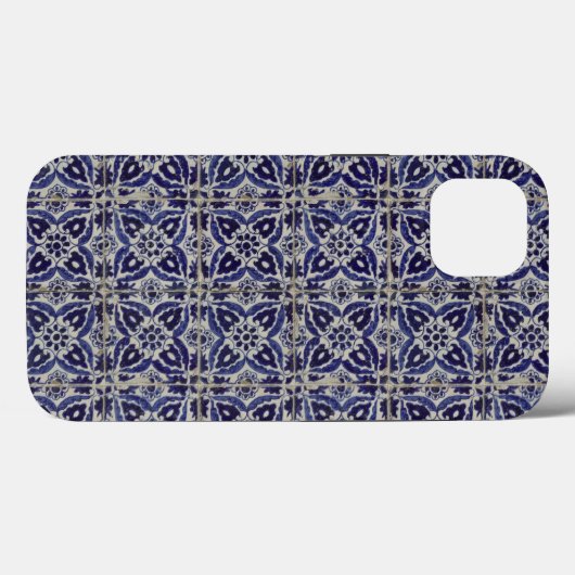 Coques Case-Mate iPhone Carrelage italien rustique Azulejo bleu blanc géom (Verso (horizontal))