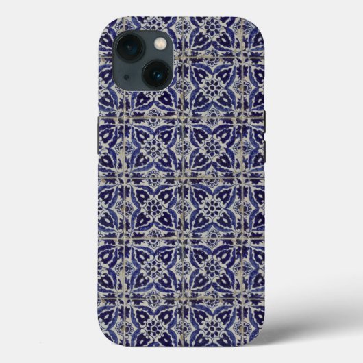 Coques Case-Mate iPhone Carrelage italien rustique Azulejo bleu blanc géom (Verso)