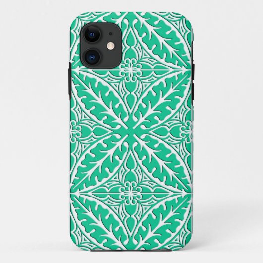 Coques Case-Mate iPhone Carrelage marocain - turquoise et blanc (Dos)