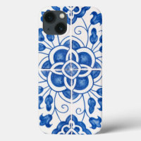 Carrelage portugais Bleu méditerranéen Floral