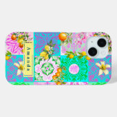 Coques Case-Mate iPhone Carrelages floraux de collage d'agrumes rose chic (Verso (horizontal))