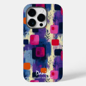 Coques Case-Mate iPhone Carrés Abstraits dynamiques avec message personnal (Verso)