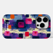 Coques Case-Mate iPhone Carrés Abstraits dynamiques avec message personnal (Verso (horizontal))