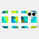 Coques Case-Mate iPhone Carrés bleus aquarelle abstraite (Verso (horizontal))