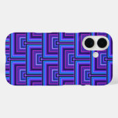 Coques Case-Mate iPhone Carrés bleus et violets (Verso (horizontal))